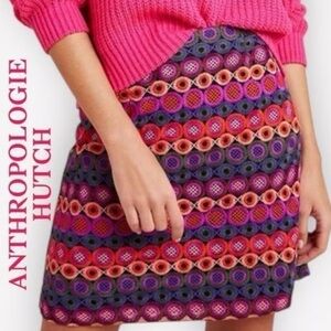 Anthropologie Hutch Ellen Colorful Embroidered Mini Skirt.